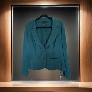 Lane Bryant Teal Blazer Size 18 Stretch Career Work Office Jacket